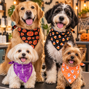 4 Pack Funny Halloween Dog Bandannas